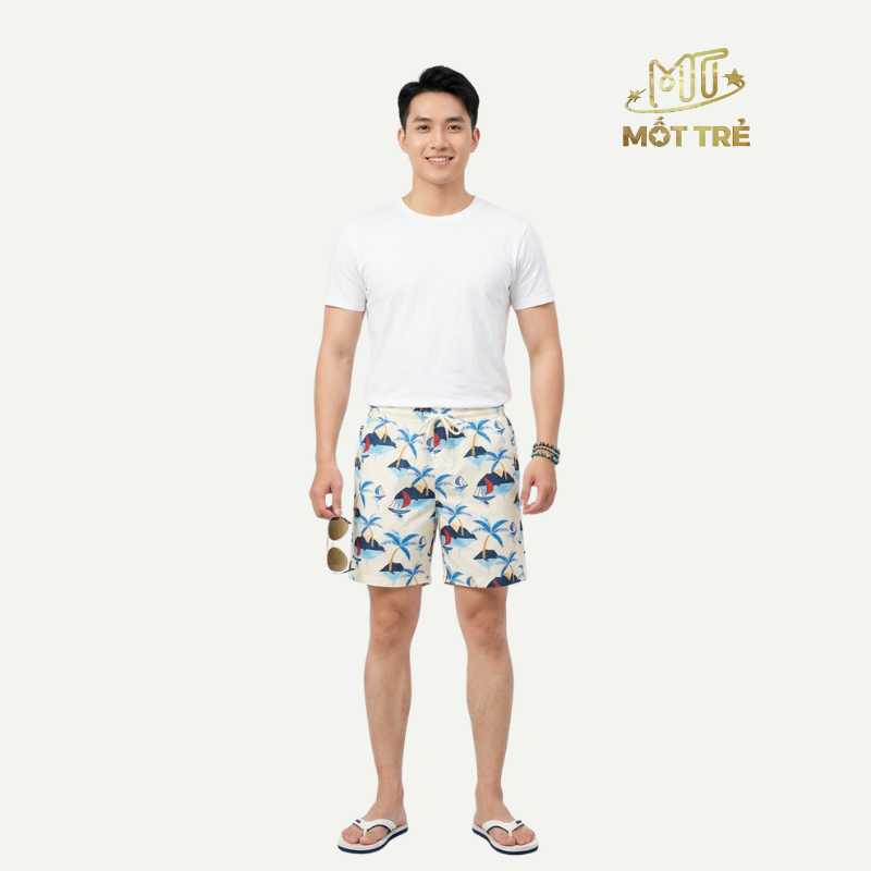 Quần Đùi Đi Biển Nam Mốt Trẻ Họa Tiết Tropical - Co Giãn 4 Chiều Size M-2XL - Ảnh 4