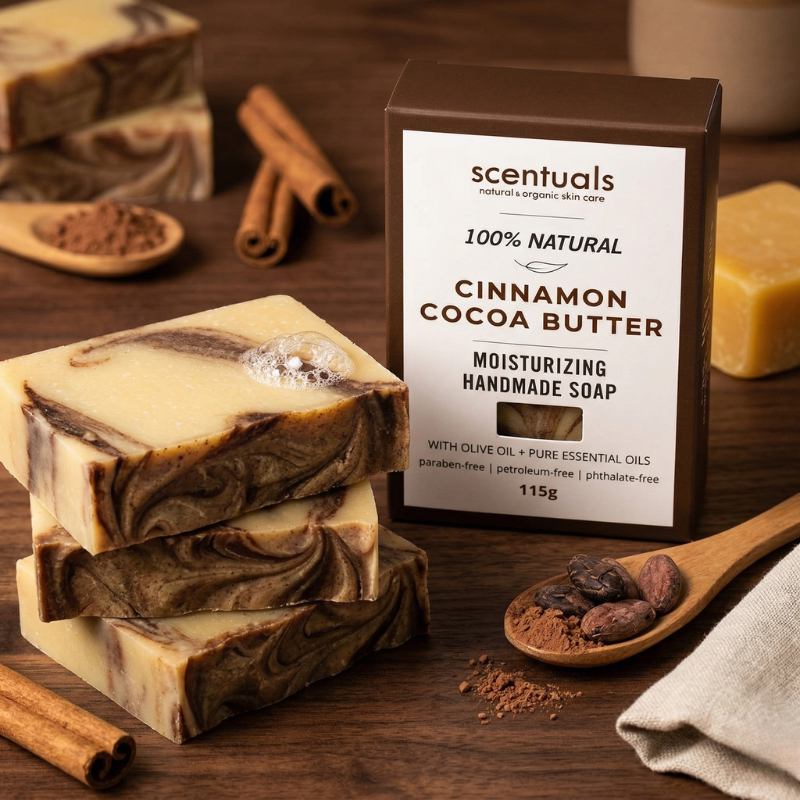 XÀ BÔNG HANDMADE SCENTUALS CINNAMON & COCOA BUTTER 115G - Ảnh 4